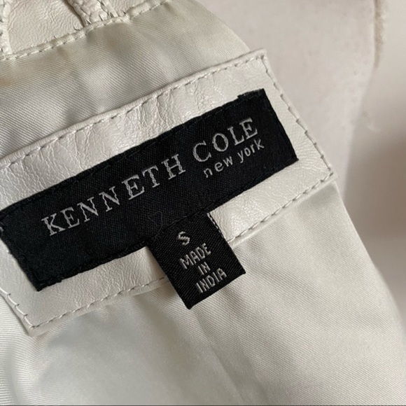 Kenneth Cole • Cream Leather Moto Jacket - Picture 4 of 9
